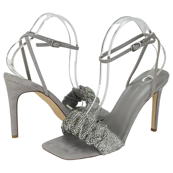 Journee Collection Arlette Grey Microfiber Rhinestone Womens Heels Size 9.5M - Picture 1 of 13